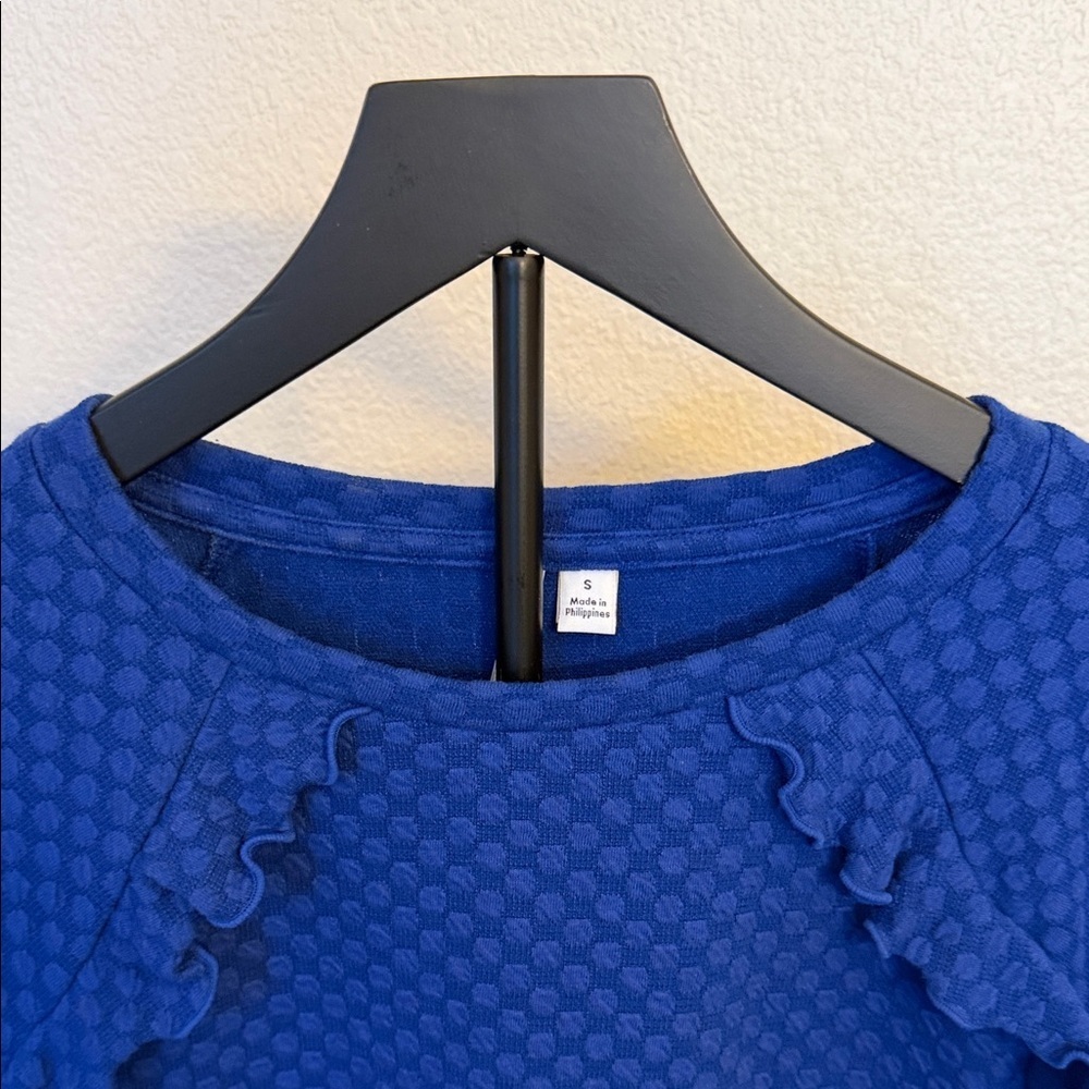 Elle Royal Blue Ruffle Long Sleeve Top - Picture 2 of 8